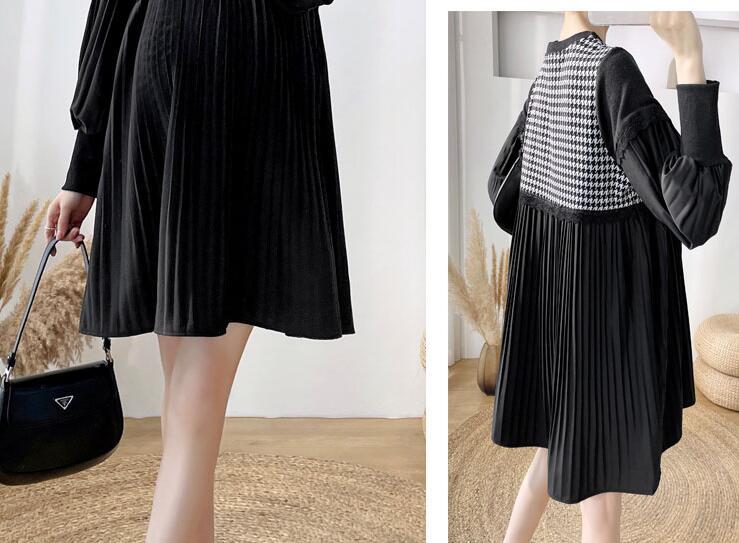 Fashion Patchwork Loose Maternity Dress Set