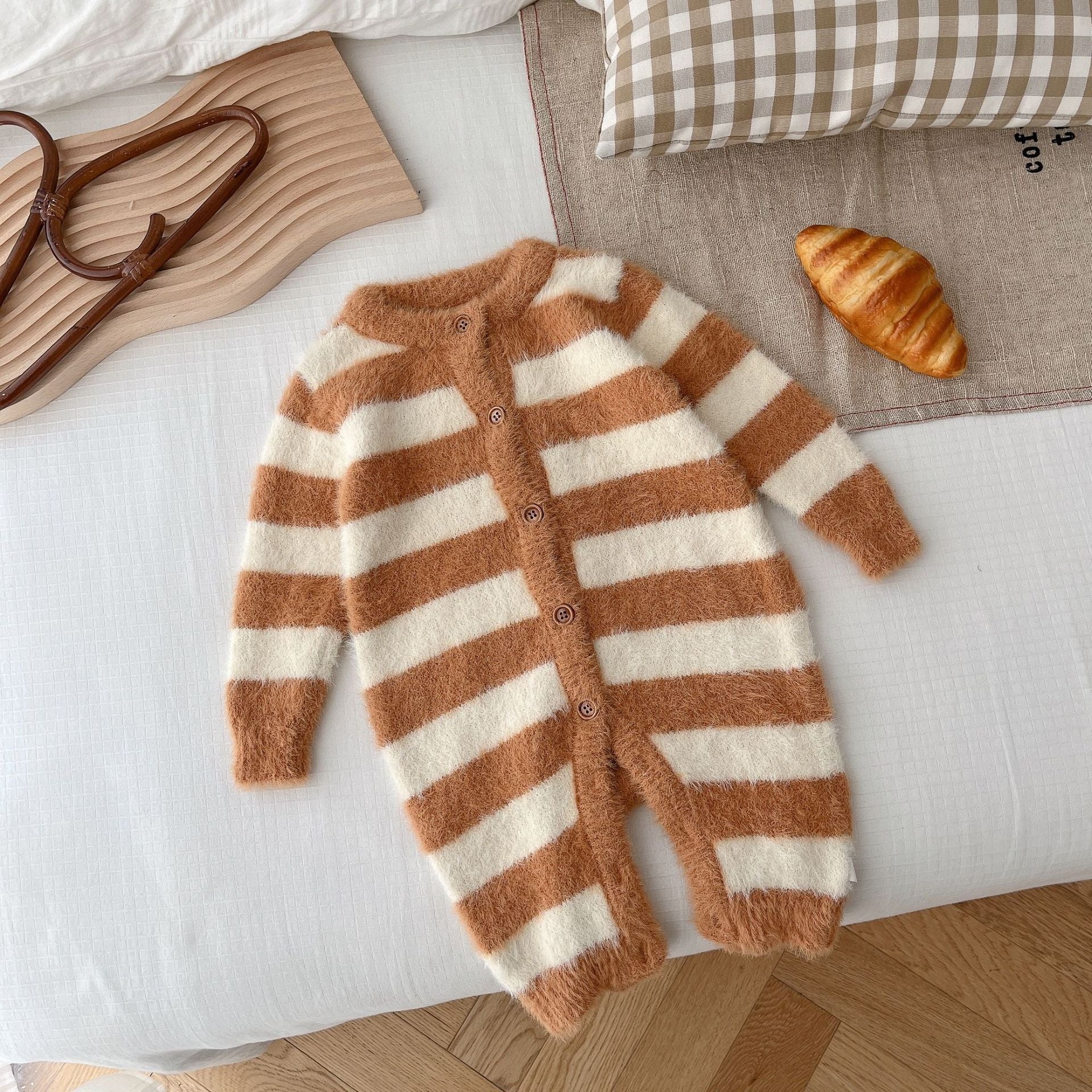 Baby Mink Fur Striped Romper