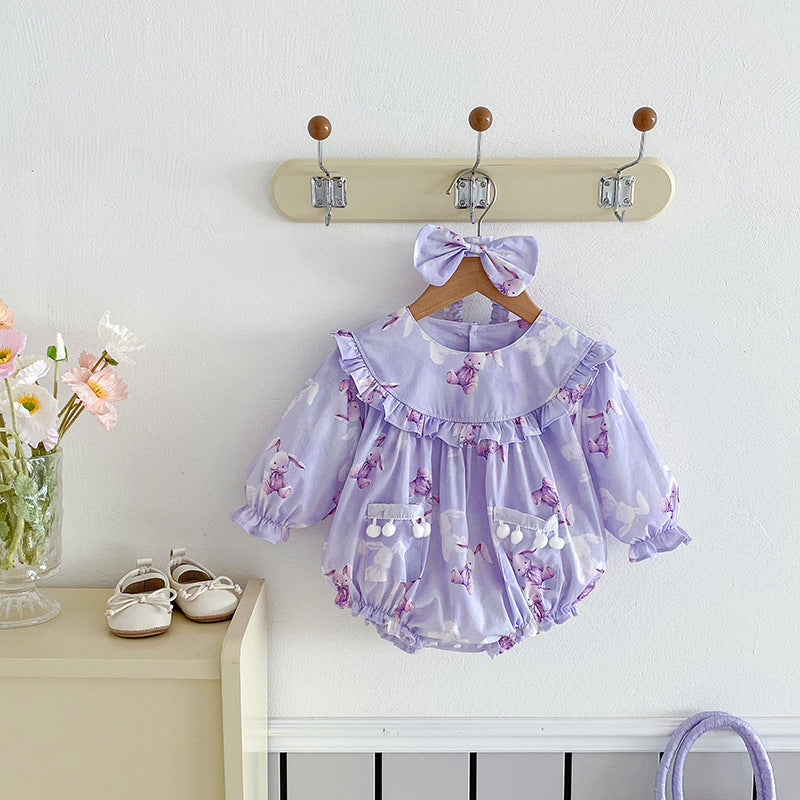 Baby Girl Triangle Rompers Purple Dress