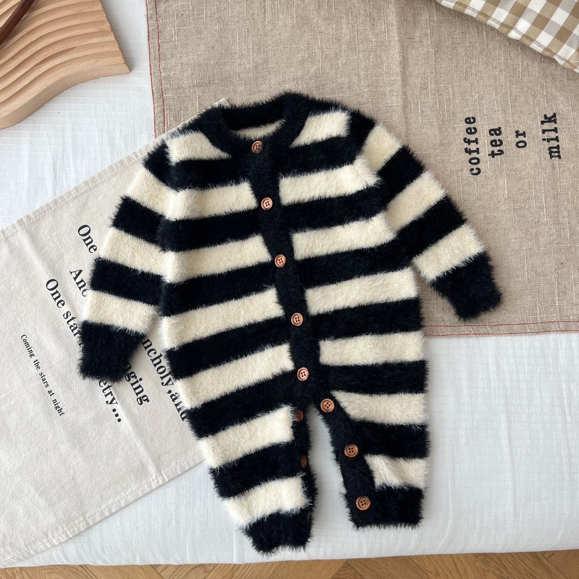 Baby Mink Fur Striped Romper