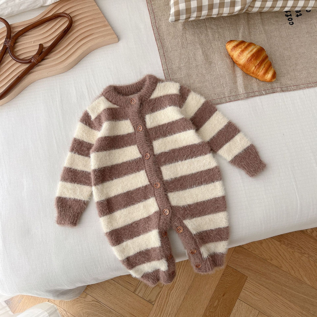 Baby Mink Fur Striped Romper