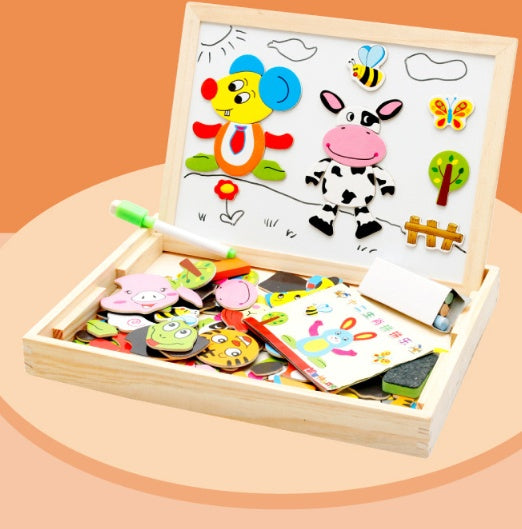 Wooden Magnetic Puzzle Toys Children