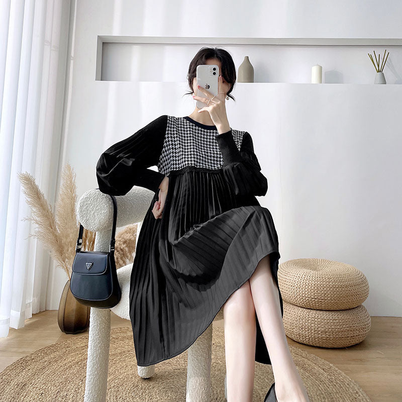 Fashion Patchwork Loose Maternity Dress Set