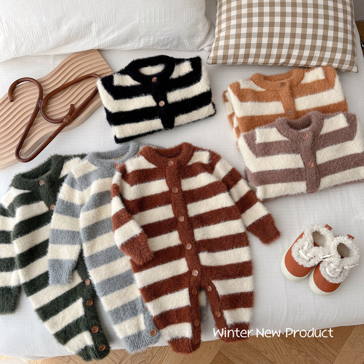 Baby Mink Fur Striped Romper