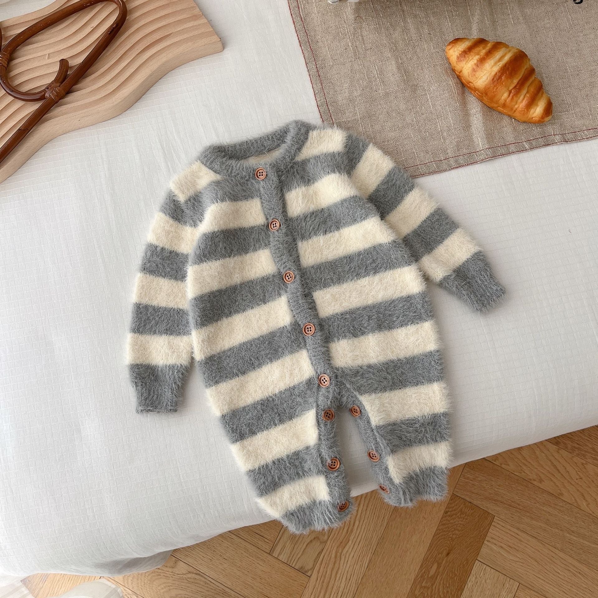 Baby Mink Fur Striped Romper