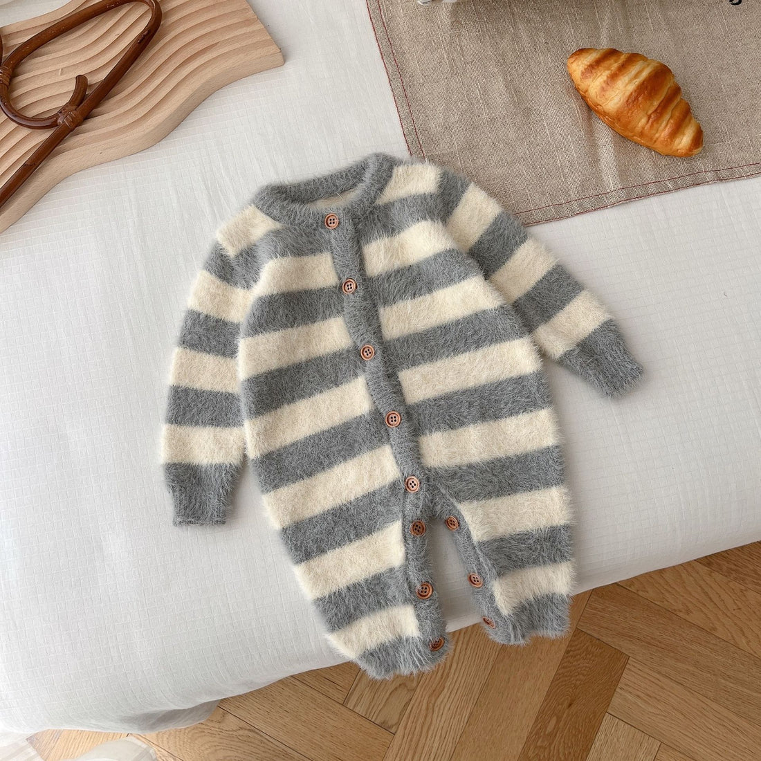Baby Mink Fur Striped Romper