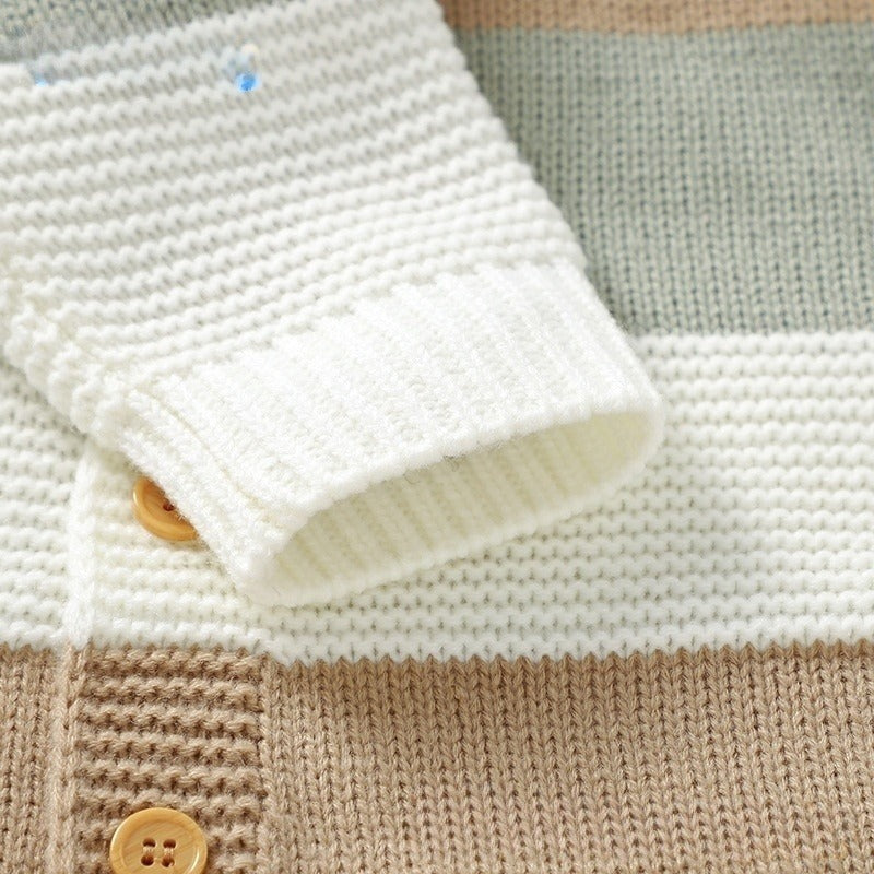 Knitted Striped One-piece Rompers