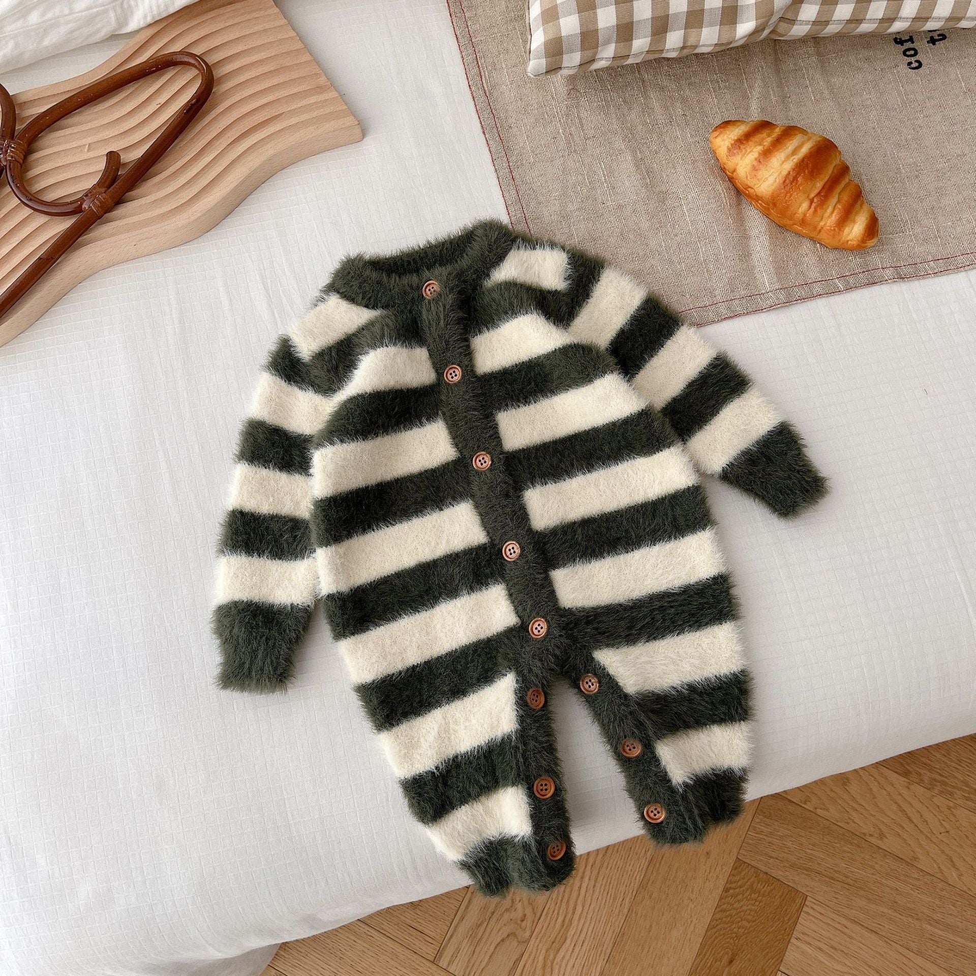 Baby Mink Fur Striped Romper
