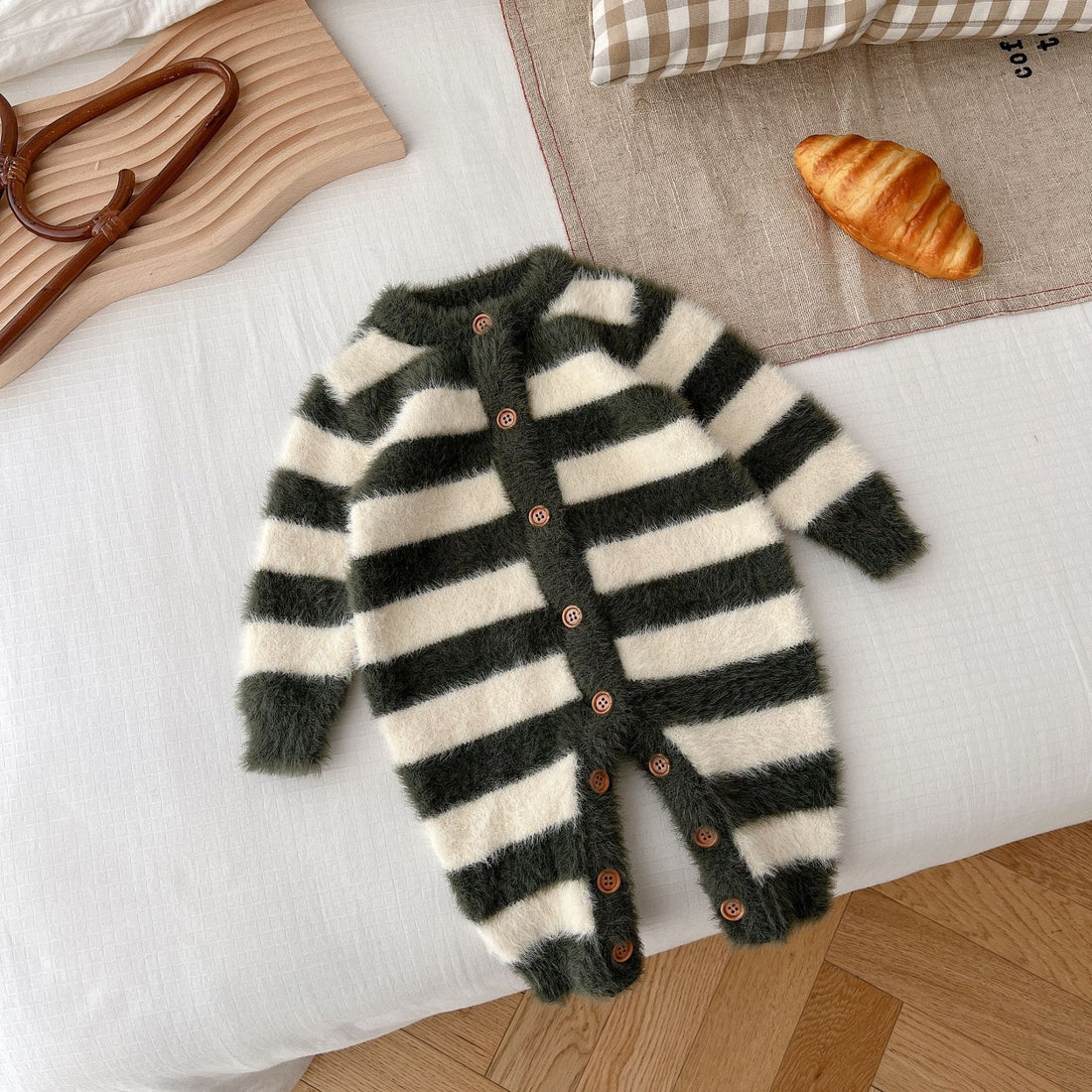 Baby Mink Fur Striped Romper