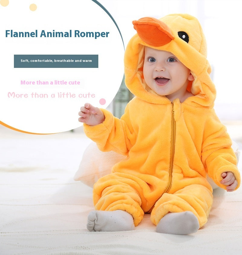 Newborn Flannel Animal Romper