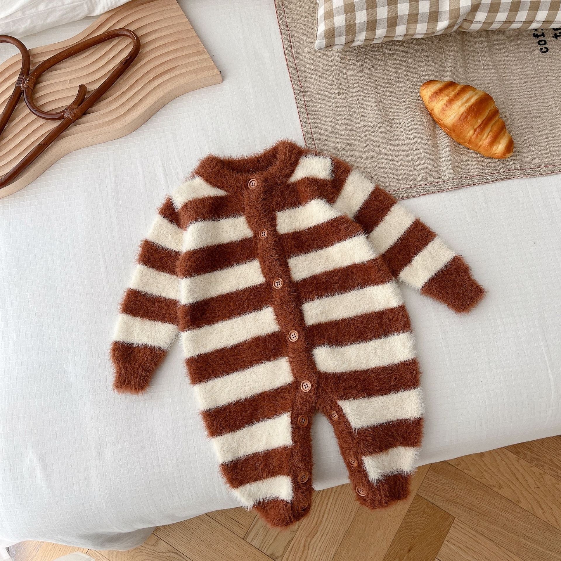 Baby Mink Fur Striped Romper